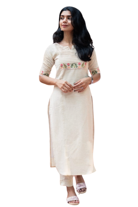 Women?s Cotton Kurta Suit Set with Palazzo Pants & Dupatta(M)